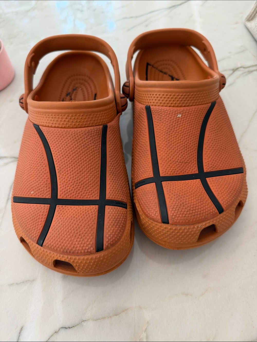 CROCS Kids Orange Basketball-Style Clogs with Black Accents